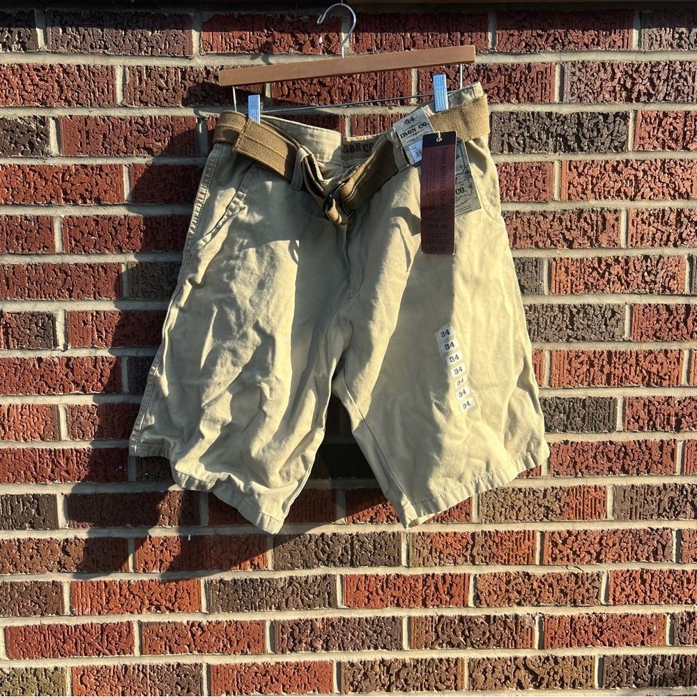 Iron Co. Tan Beige Cargo Belted Cargo Shorts
